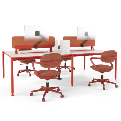 Flex Custom Rectangular 4 Person Office Workstation Desk Sleek Design Contemporary