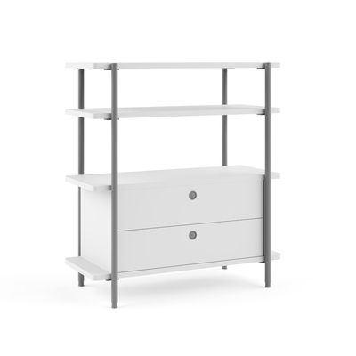 FLEX Round Handle Office Storage Cabinet Open Shelf With Concealed Pull Hook Doors