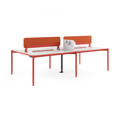 FLEX 4 person double-sided workstation Red desk with screen Modern simple with integrated cable management staff