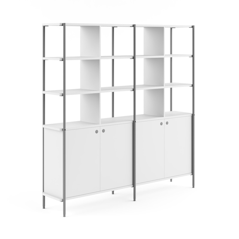 FLEX Multifunction Office Divider Cabinet 4 Spacious Compartments Modern Style