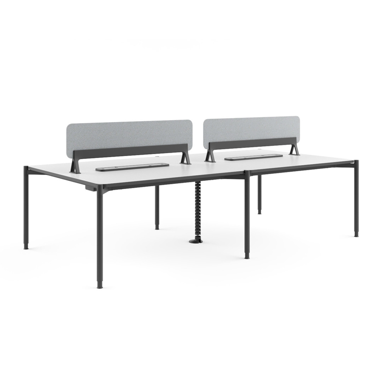 FLEX 4 Person Double Sided Office Workstation Desk Adjustable Height With Sleek Light Wood Surface