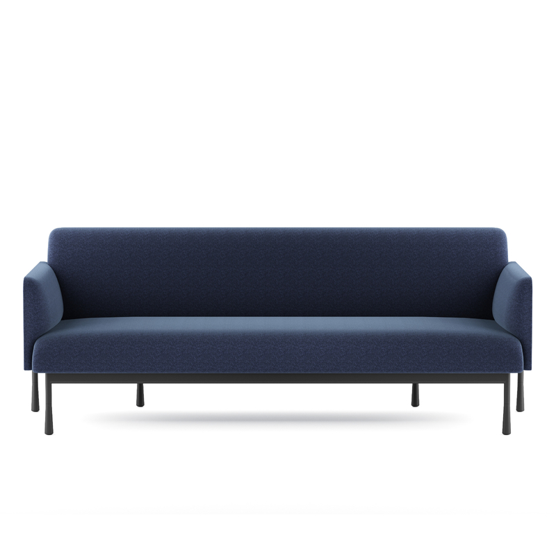 Soft Fabric Modern Office Sofa Three Seater Couch RAL Color With Sturdy Metal Legs
